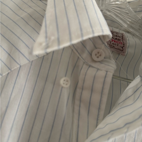 H BAR C Western Wear Men Long Tail White Blue Stripes Button Up Shirt-14 1/2 -32 - Picture 7 of 8